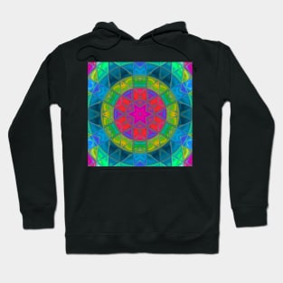 Mosaic Kaleidoscope Flower Red Green and Blue Hoodie